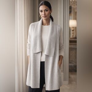 Saks Fith Avenue Black Label Grey Cashmere Vest / Sleeveless Cardigan Medium